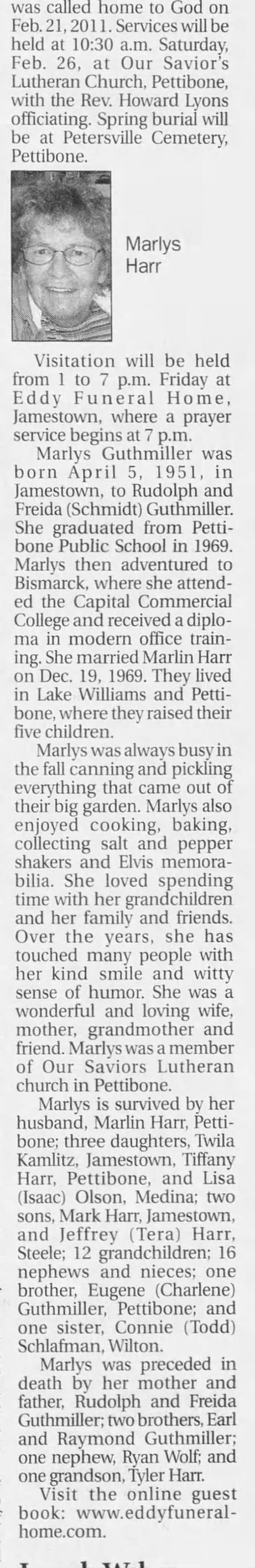 Obituary for Marlys Harr